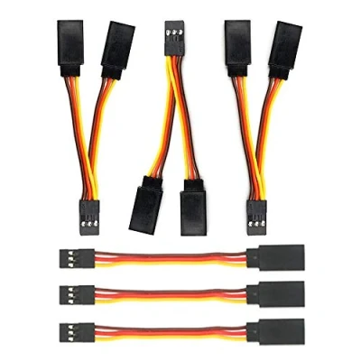 Immagine di GTIWUNG 6 Pezzi Servo di Estensione per RC, 75mm Extension Cable JR connettore Spina, 1 to 2 Y Cavo Filo da 3 Pin Maschio e Futaba Femmina RC Droni Elicotteri Auto