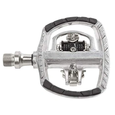 Immagine di M WAVE Half Clippless Pedal, Dual Function, Silver Alloy Body, 95 X 73 Mm, Axle, Sealed Bearing, Suitable for Shimano Cleats, Each Pair Mounted On Card