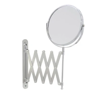 Immagine di Axentia 282802 specchio ingranditore 1x e 3x da parete, cosmetico parete cromato allungabile fino a 57 cm, diametro ca. 16 argento
