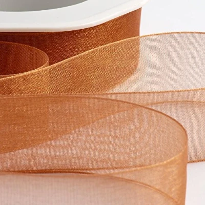 Immagine di Italian Options Nastro in organza chiffon, rotolo da 7 mm x 50 m, colore: Albicocca