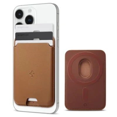 Immagine di Spigen Valentinus Magfit Portafoglio (3 carte) MagSafe Wallet Magnetico Portacarte Compatibile con iPhone 16/15/14/13/12 Modelle, Accessori Bruno