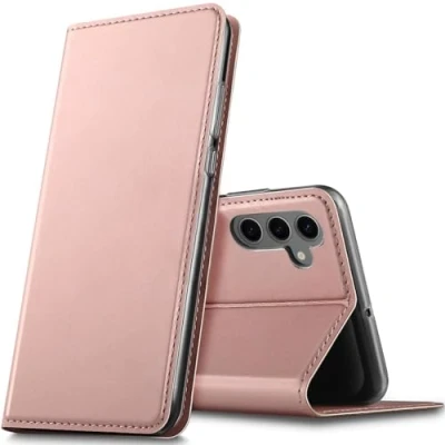 Immagine di Verco Custodia a libro per Samsung Galaxy S24, in pelle PU, S24 5G, colore: oro rosa