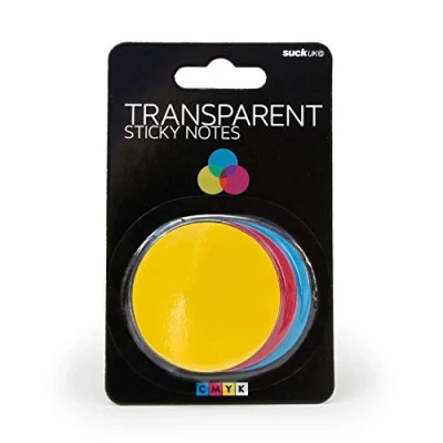 Immagine di Suck Uk Foglietti Promemoria Adesivi Trasparenti Bloc Notes dai Colori Vibranti Cyan/Magenta/Yellow Creare i dell&#039;Arcobaleno Sovrapponendoli