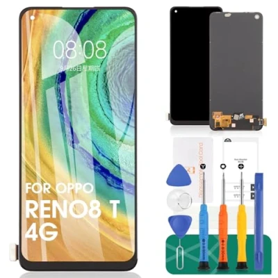 Immagine di TFT per Oppo Reno8 T 4G 2023 Display LCD di ricambio CPH2481 Touch Digitizer Kit riparazione senza telaio (nero, impronte digitali, non 5G)