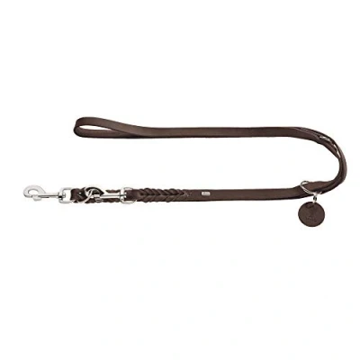 Immagine di HUNTER SOLID EDUCATION Guinzaglio regolabile in pelle intrecciata resistente, morbido, 1,8 x 200 cm, marrone scuro