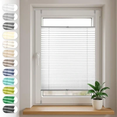 Immagine di Sonello Tenda Plissettata Klemmfix Senza Foratura, 100cm x 140cm Grigio, Tende plissettate per Porte e finestre con Morsetti pronta l&#039;uso, Protezione Solare, Parti Il Montaggio Incluse