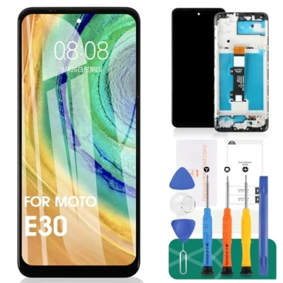Immagine di Per Motorola Moto E30 Display LCD E40 Sostituzione Dello Schermo E30/E40 Touch Screen Digitizer XT2158 Kit di Riparazione (Nero, Con Telaio)