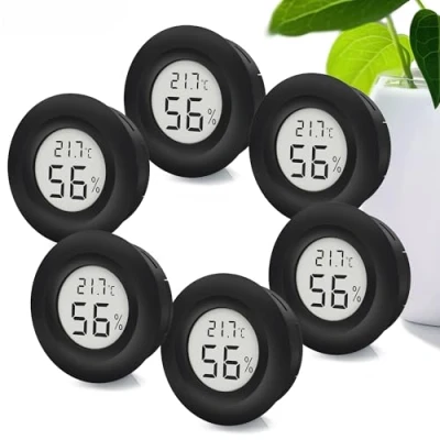 Immagine di MAVORI® 6 pz. Mini termometro digitale &amp; igrometro mini: Misuratore di umidità interna preciso piccolo per la misura della temperatura e dell&#039;umidità (nero)