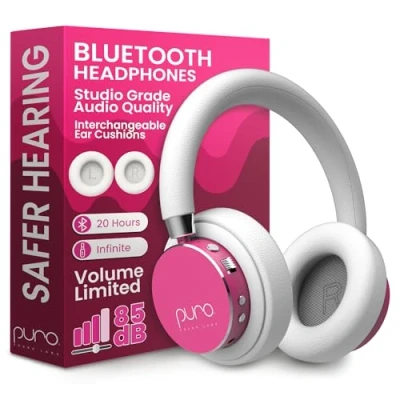 Immagine di Puro Sound Labs BT2200 Plus Cuffie Bluetooth per Bambini con Limitazione del Volume più Sicure Qualità Audio da Studio e Isolamento Rumore Rosa Caldo