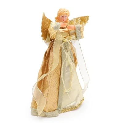 Immagine di Christmas Concepts® 30cm (12&quot;) Angelo tradizionale in cima all&#039;albero Decorazione per la punta dell&#039;albero di Natale Oro o argento (oro)