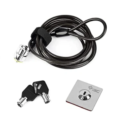 Immagine di I3C Cavo di Sicurezza Anti furto per PC, Notebook, Smartphone, Laptop e Tablet. in Acciaio con Lucchetto Nero, Proteggi i Tuoi Dispositivi Questa Solida Protezione Hardware