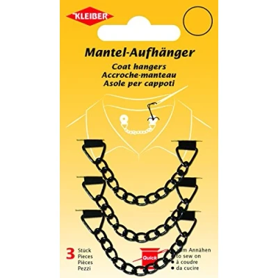 Immagine di Kleiber Pendenti Cappotto Set di Tre grucce Appendiabiti in Metallo da Cucire, Colore: Nero, 10x1x0.5 cm, 3 unità