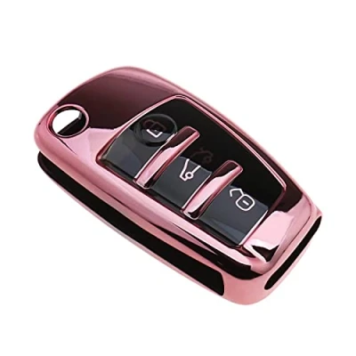 Immagine di eMagTech Cover protettiva morbida TPU 3 tasti rosa compatibile con Audi A1 A3 A4 A6 Q3 Q5 Q7 S3 R8 TT