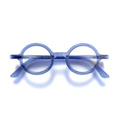 Immagine di LONDON MOLE Occhiali da lettura Moley rotondi Fantastici lettori alla moda Uomo Donna Unisex Cerniere a molla Blu trasparente + 1,0 ingrandimento