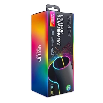 Immagine di STEALTH Tappetino da gioco XL con illuminazione a LED, compatibile PC e console, antiscivolo, durevole, confortevole per giocare fino 13 effetti di RGB