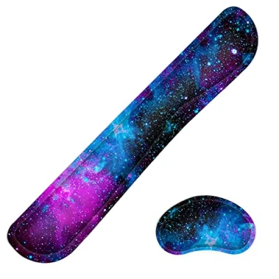 Immagine di Poggiapolso per tastiera e mouse pad di supporto in memory foam, facile digitazione sollievo dal dolore al polso, ergonomico, antiscivolo, ufficio, gioco, computer portatile, Mac