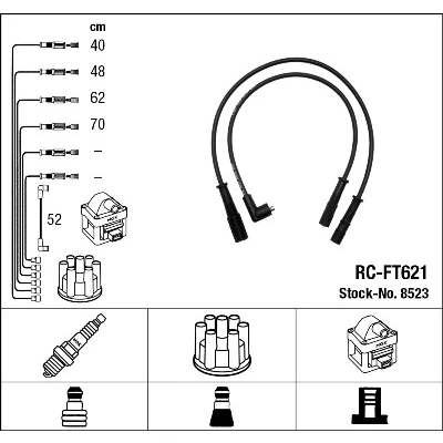 Immagine di NGK 8523 Kit Cavi Accensione 5 FIAT: Panda I Hatchback, Uno LANCIA: Y10