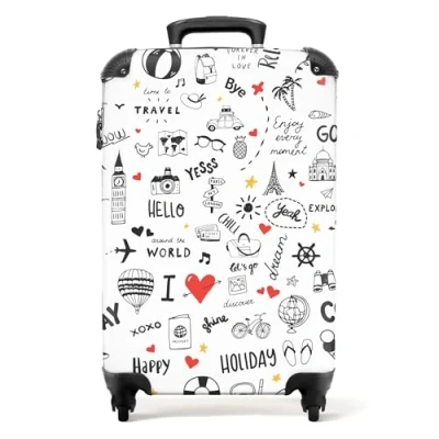 Immagine di NoBoringSuitcases.com bagaglio a mano, trolley, valigia da 10 kg, rigida, leggera, valigie viaggio per cabina, aereo, con 4 ruote girevoli, manico estensibile robusto 55x40x20 cm Modello