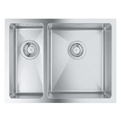 Immagine di GROHE K700U 1 vasca e mezzo Lavello da cucina sottotop, sopratop o filotop include: piletta automatica, sifone, set di installazione Acciaio inox 31576SD1