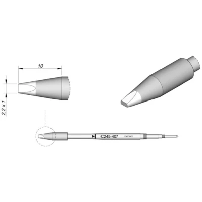 Immagine di JBC Tools C245407 punta di saldatura Forma a scalpello, dritta Dimensione 1.0 mm Lunghezza punte 10 Contenuto 1 pz.