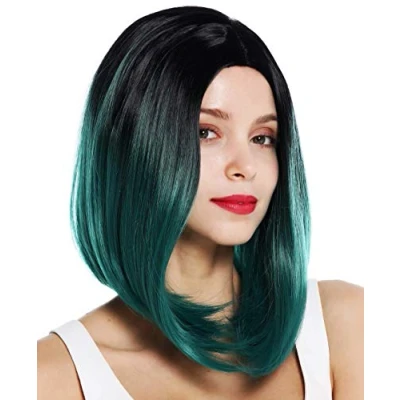 Immagine di WIG ME UP ZM 1769 BDR1B Parrucca donna Corta Liscia Bob lungo Riga in mezzo Ombre hair Nero Verde