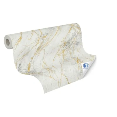 Immagine di Livingwalls Carta da parati DESIGNDROP non tessuta preverniciato in marmo nei colori bianco, oro, grigio 10,05 m x 0,53 moderna con effetto 784581