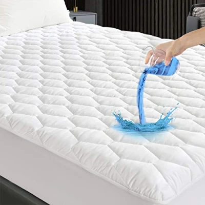 Immagine di GRT Coprimaterasso matrimoniale impermeabile 160 x 200 cm traspirante, lavabile e Oeko Tex, con inserto per incontinenza, cucito motivo a esagoni in materiale silenzioso