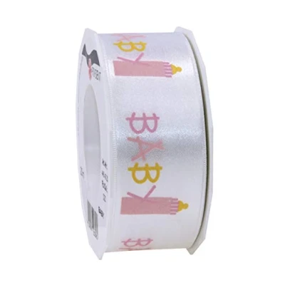 Immagine di Präsent Nastro di Raso Stampato, Rosa, 40 mm width, 20 m length