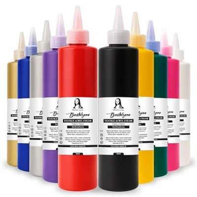 Immagine di SÜDOR Set di Colori per tessuto 10 x 500 ml. tessuti chiari. lavabile in lavatrice, lavatrice. Fissaggio con stiratura (set da colori)