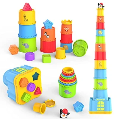 Immagine di MOONTOY Giocattoli Bambino 1 anno,Montessori Giocattolo per Bambini Ragazzo Ragazza,Blocchi Colorati Insegnare Forme, Numeri e Colori,Regalo Compleanno Natale 2 3 4 Anni