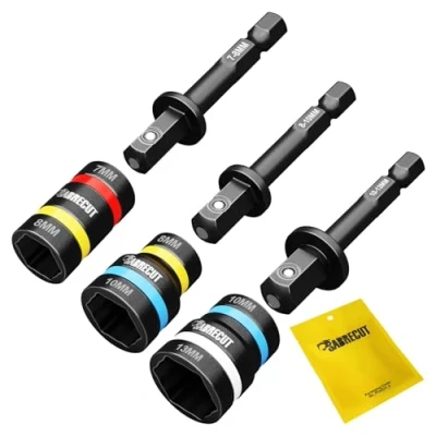 Immagine di SabreCut SCDINK1 3 bussole magnetiche reversibili 2 in 1, facili da pulire, con testa esagonale, per trapani e avvitatori a percussione