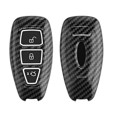 Immagine di kwmobile Custodia Copri Chiave Compatibile con Ford 3 tasti Keyless Go Cover Coprichiave Telecomando Auto in Plastica e Silicone Effetto Carbonio