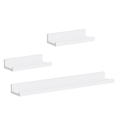 Immagine di WOLTU Set di 3 Mensola da Muro, Sospesa, Scaffale Parete in MDF per Soggiorno, Cucina, Camera Letto, Ufficio, Bianco, RG9491ws2