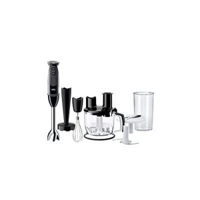 Immagine di Braun MQ 5277BK Frullatore a immersione MultiQuick 5 Vario ad con base in acciaio inox, 1000 Watt, set di accessori da 4 pezzi, nero
