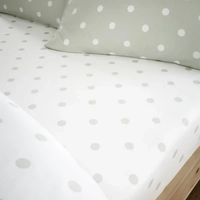 Immagine di Catherine Lansfield Lenzuolo con angoli in cotone spazzolato a pois per letto matrimoniale, colore
