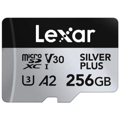 Immagine di Lexar 256 GB Scheda Micro SD Silver Plus, di Memoria Flash MicroSDXC UHS I con Adattatore fino a 205 MB/s, A2, U3, V30, Class10, TF Card Alta Velocità