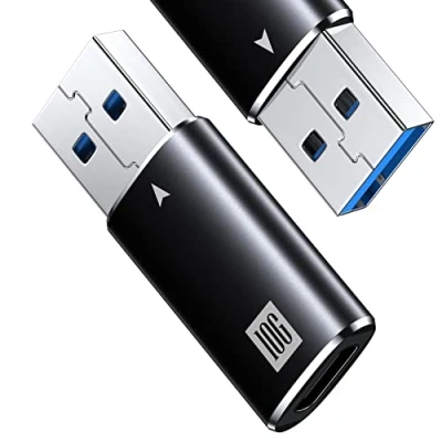 Immagine di [10Gbps] Adattatore da USB 3.1 a C, 2 Pacchi C Femmina Maschio per iPhone 15 14 13 12 Plus Pro Max, Samsung Galaxy S23, Auricolari Type Quest Link