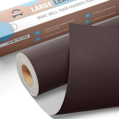 Immagine di Patch per Riparazione in Pelle 40 x 160 cm, Toppe Autoadesive Pelle, Adesiva Riparazioni Divano, Sedile Auto, Mobili, Borsa (Marrone scuro)