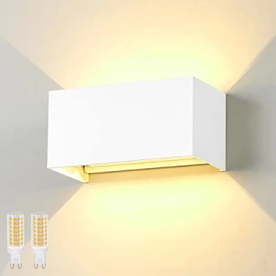 Immagine di Dr.lazy 20W Lampada da Parete per Interno/Esterno Lampadina G9 Sostituibile, Applique Muro in Alluminio, Angolo del Fascio Regolabile IP65 Impermeabile (Bianco/Bianco Caldo)