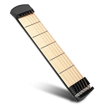 Immagine di Pocket Guitar, 6 Fret Left Hand Mini Practice Strings Guitar Chord Trainer Strumento di pratica acustica Chitarra Portatile