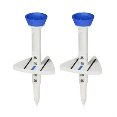 Immagine di MiOYOOW 2pcs Tees Golf, Golf in Plastica Regolabili Infrangibili con Linea di Mirata Precisa per Riducono Attrito e Rotazione Laterale