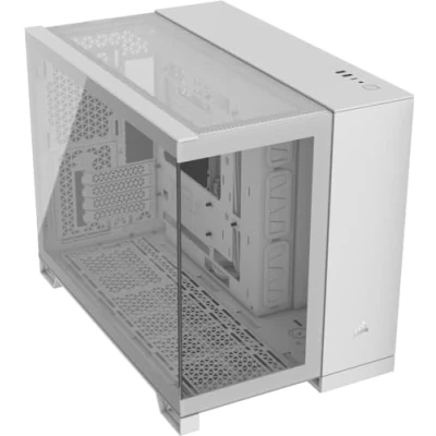 Immagine di CORSAIR 2500X Small Tower mATX Case per PC a Doppia Camera Vetro Temperato Panoramico Compatibile con Scheda Madre Connessione Inversa Nessuna Ventola Inclusa Bianco