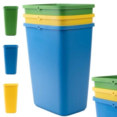 Immagine di KADAX Set di pattumiera per la raccolta dei rifiuti, in plastica robusta, contenitore vetro e carta (3 x 12 L)