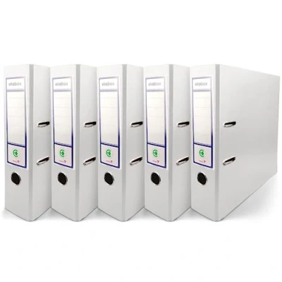Immagine di Netuno 5x raccoglitore a leva a4 bianco registratore dorso 8 cm con 2 anelli classificatore documenti grande faldone ad dossier ufficio archiviazione cartella archivio