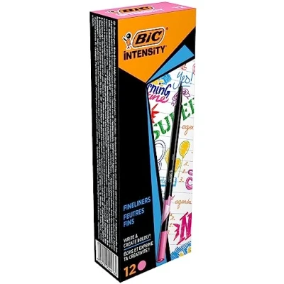Immagine di BIC Intensity Fine, Pennarelli Punta Fine Rosa, in Feltro, 0.4 mm, Fineliner Ottimali per Appunti, Scrittura Creativa e Disegno, 12 Unità