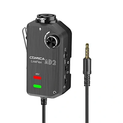 Immagine di Comica LINKFLEX.AD2 Preamplificatore microfonico XLR / 6.35mm, monitor in tempo reale, adattatore audio interfaccia XLR/chitarra per iPhone, dispositivo Android e fotocamere DSLR