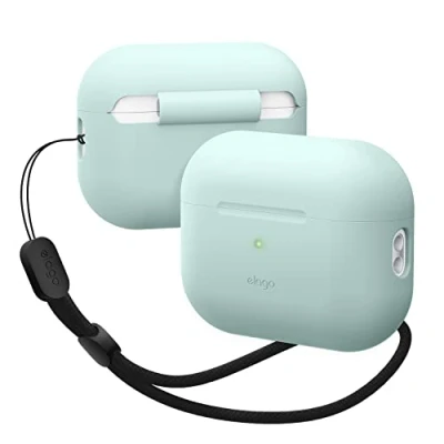 Immagine di elago Cover Silicone Compatibile con Apple AirPods Pro 2a Generazione Custodia Case (2022), Laccetto da Polso Incluso, Custodia, LED Anteriore Visibile, Supporta Ricarica Wireless (Verde Menta)