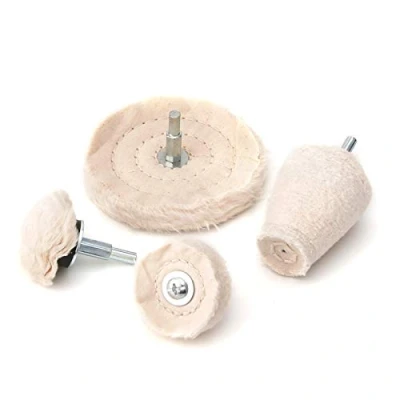 Immagine di Mole per pulitura trapano 4 pezzi, attacco lucidatura a cacciavite batteria, di cerchi, Tampone lucidare in velluto cotone, diametro impugnatura: 6 mm