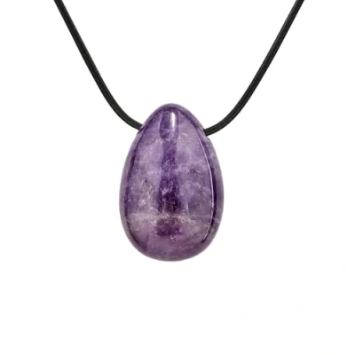 Immagine di PURAJA ciondolo di ametista collana cristallo con a goccia incl. fascia in cordoncino sottile prima qualità minerali pregiati