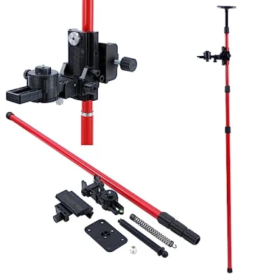Immagine di TOPWAY Asta Telescopica per Livella Laser 115 350 cm Regolabile Altezza Estensibile dal Pavimento al Soffitto con Supporto e Borsa in Nylon